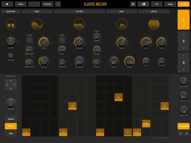 Elastic Melody step sequencer on the iPad