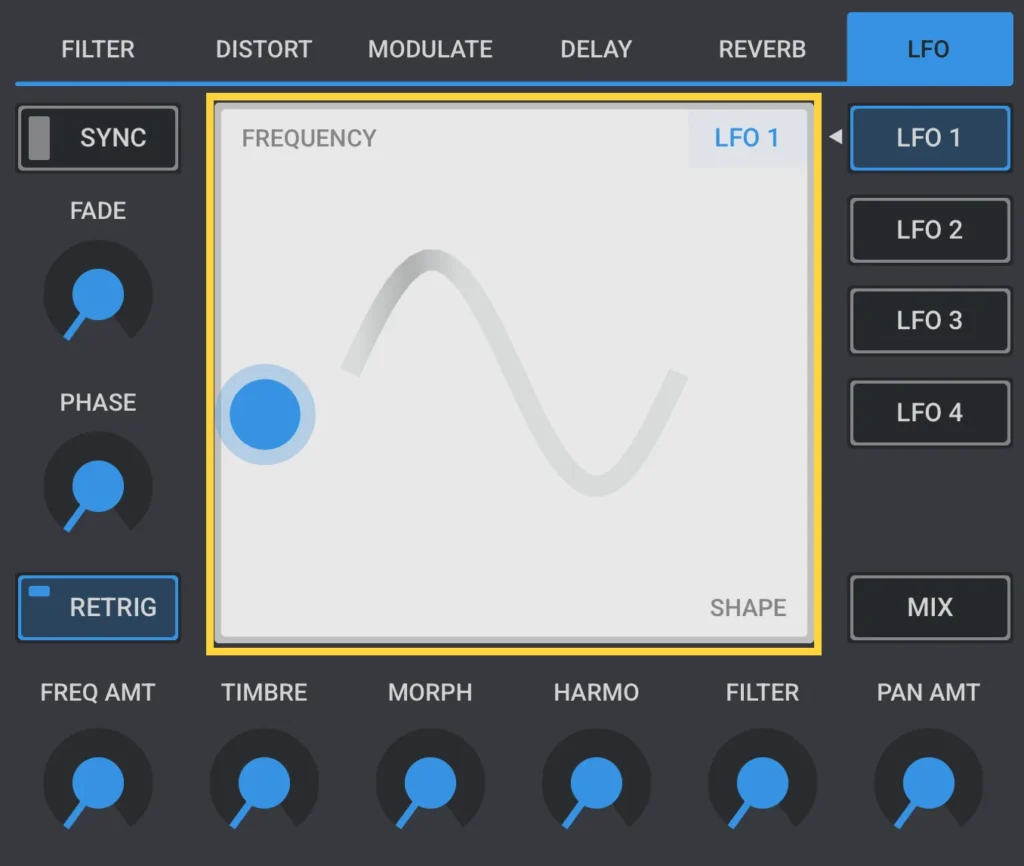 Elastic OSC LFO shape and frequency