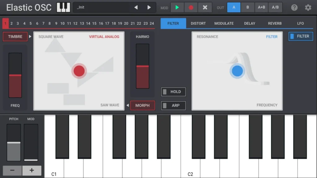 Elastic OSC on iPhone with large keys