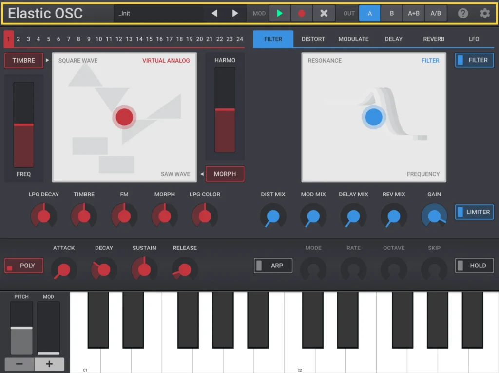 Elastic OSC header bar